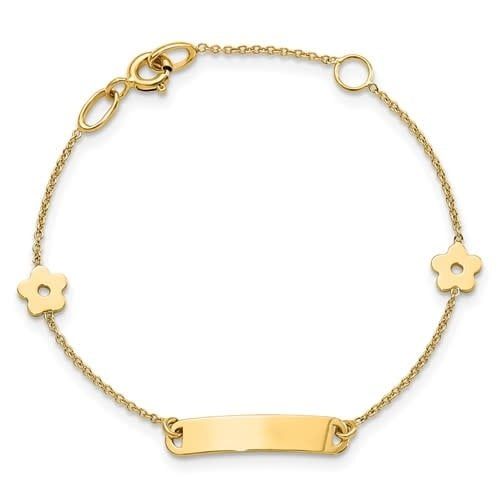 14K Y/G Flower Baby ID Bracelet, 5.5&quot;