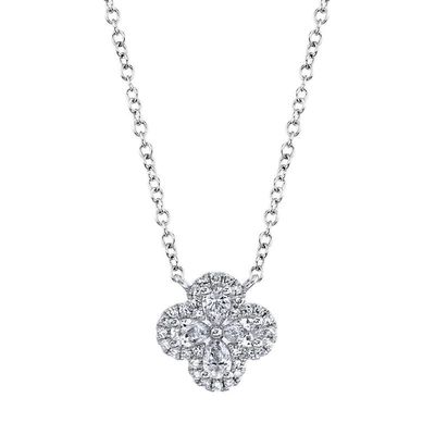 14K W/G Diamond Clover Necklace, D: 0.41ct