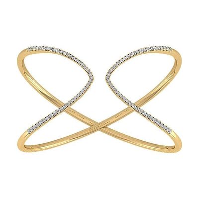 14K Y/G Wide Flexible Diamond Cuff, D: 1.22ct