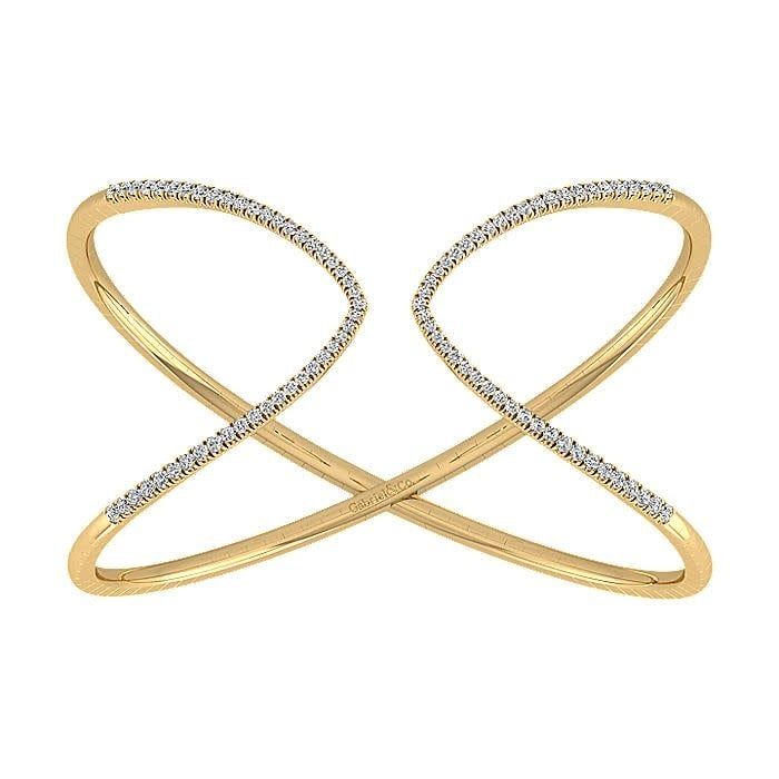 14K Y/G Wide Flexible Diamond Cuff, D: 1.22ct