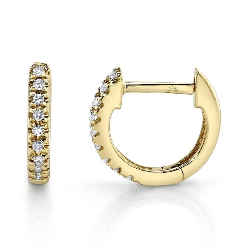 14K Y/G Petite Diamond Huggies, D: 0.04ct