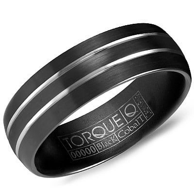 7mm Black &amp; White Cobalt Band