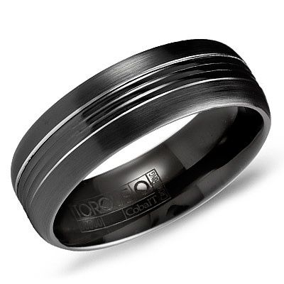 7mm Black &amp; White Cobalt Band