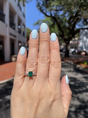 14K W/G Lds Emerald &amp; Diamond Ring, D: 0.28cts