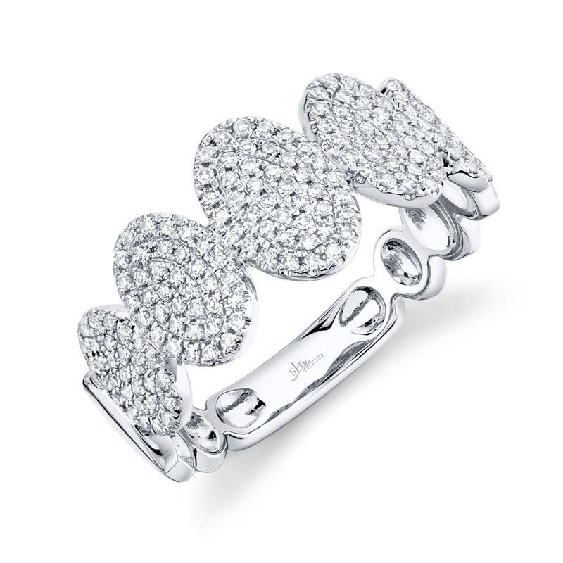 14K W/G Pave Encrusted Oval Shaped Fashion Ring, D: 0.38ct