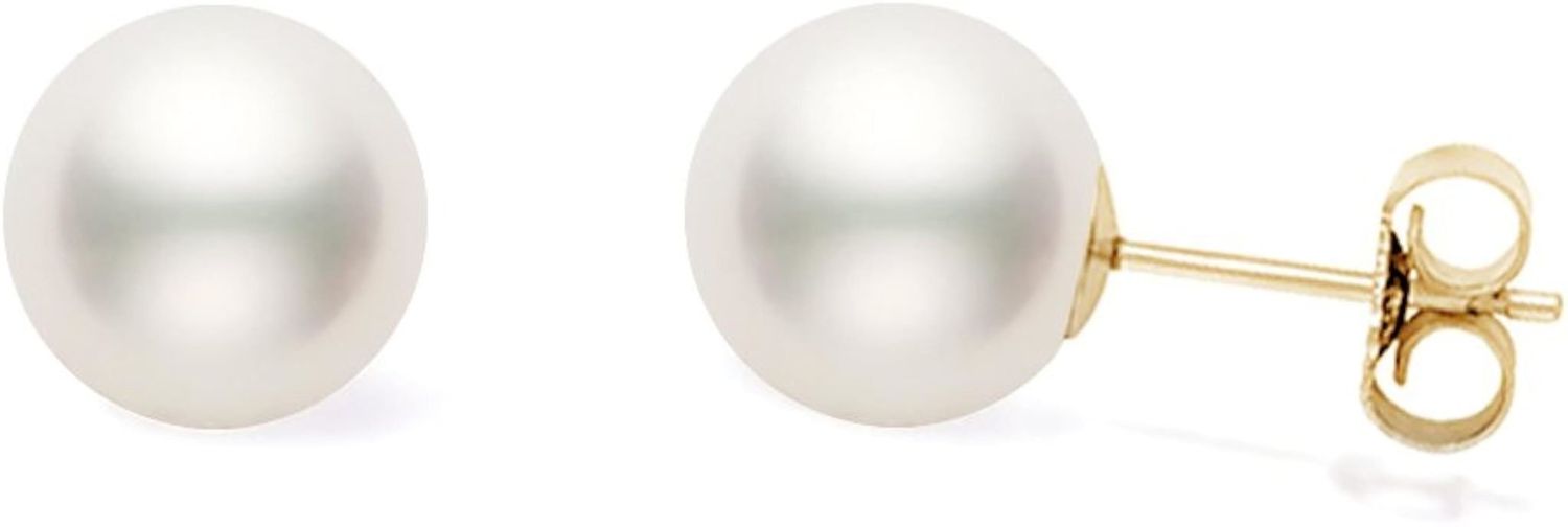14K Y/G 8mm Akoya Culture Pearl Stud Earrings