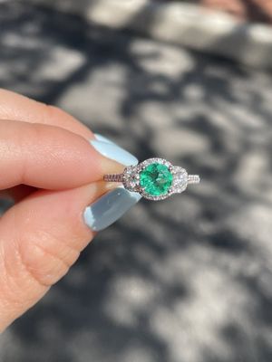 14K W/G Emerald and Diamond Ring, E: 0.66ct, D: 0.54ct