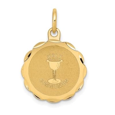 14K Y/G Holy Communion Disc Charm- Engravable