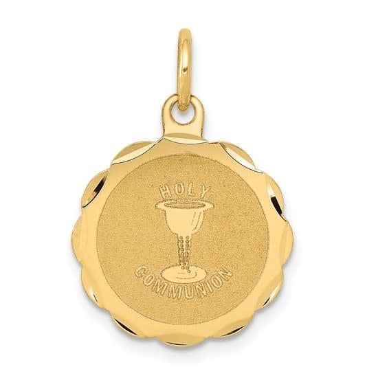 14K Y/G Holy Communion Disc Charm- Engravable