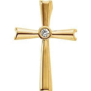 14K Y/G Essential Diamond Cross, D: 0.04ct