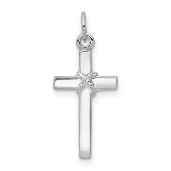 14K W/G Cross with Rope Design in Center