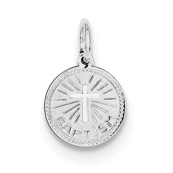 Sterling Silver Rhodium Baptism Charm- Engravable