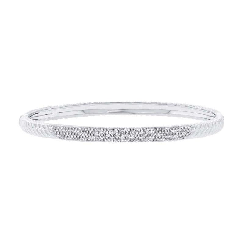 14K W/G Pave Diamond and Rope Design Bangle Bracelet, D: 0.56ct