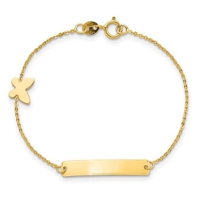 14K Y/G Butterfly Id Bracelet, 5.5&quot;