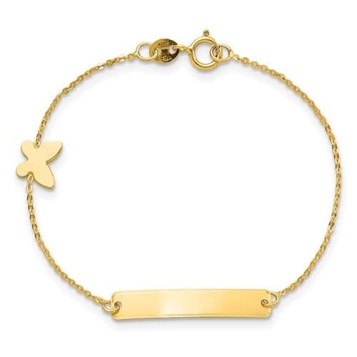 14K Y/G Butterfly Id Bracelet, 5.5&quot;