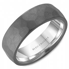 14K W/G &amp; Tantalum Gray Frosted Hammered 7mm Band, size 10