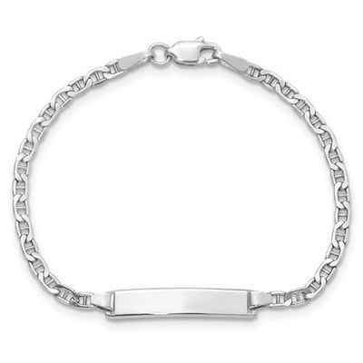 14K WG Semi-Solid Anchor Link Baby ID Bracelet, 5.5"