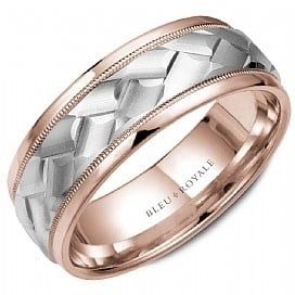 AL- 14K W/G &amp; R/G 8.5mm Braided Center Band