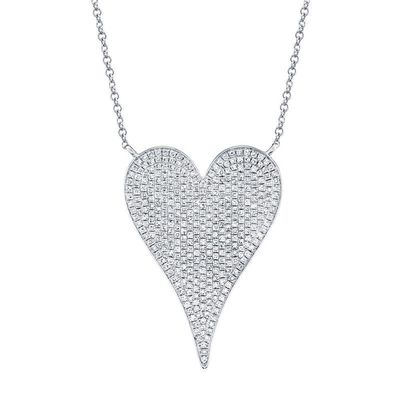14K W/G Large Pave Diamond Heart, D: 0.43ct