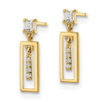 14K Y/G CZ Dangle Earrings