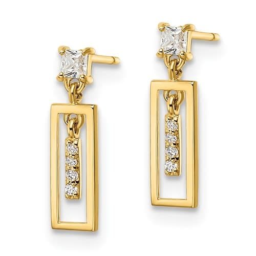 14K Y/G CZ Dangle Earrings