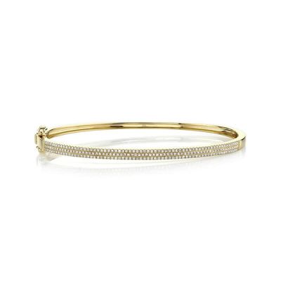 14K Y/G Pave Diamond Bangle Bracelet, D: 0.52ct