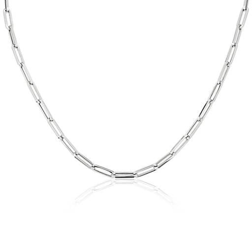 14K W/G Paperclip Necklace, 20&quot;, 8.1dwts