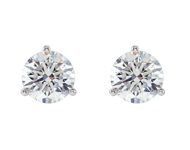 Lab Grown - 14K W/G Martini Diamond Stud Earrings, 1ct, GH, VS2
