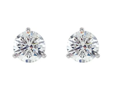 Lab Grown - 14K W/G Martini Diamond Stud Earrings, 1ct, GH, VS2
