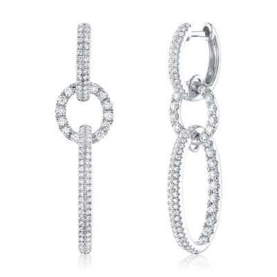 14K W/G Oval Dangle Earrings, D: 1ct