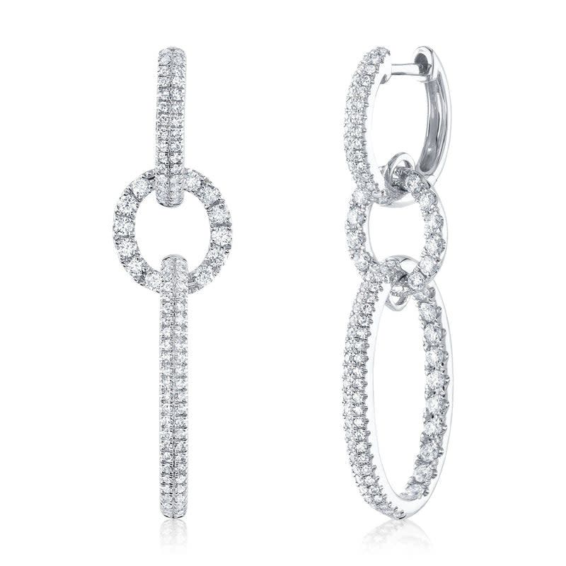 14K W/G Oval Dangle Earrings, D: 1ct