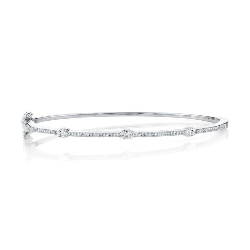 14K W/G Diamond Marquise Single Line Bangle, D: 0.52ct