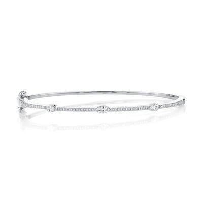 14K W/G Diamond Marquise Single Line Bangle, D: 0.52ct