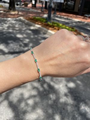 14K W/G Emerald and Diamond Tennis Bracelet, E: 2.67ct, D: 0.85ct