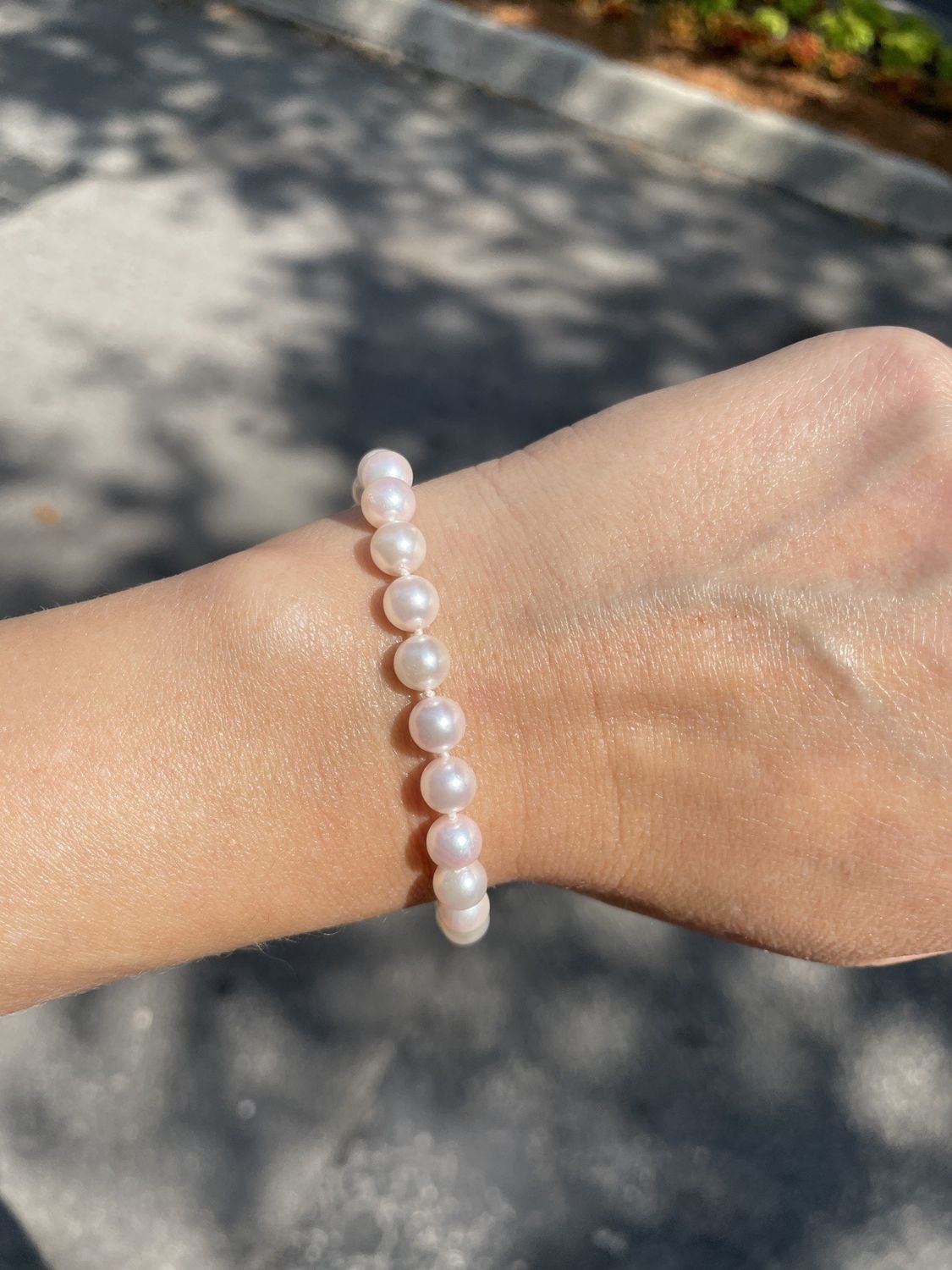 14K Y/G Akoya Pearl Strand Bracelet, 7.2&quot;, P: 6.5-7mm