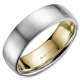AL- 14K W/G &amp; Y/G 6.5mm Sandpaper Finish Band