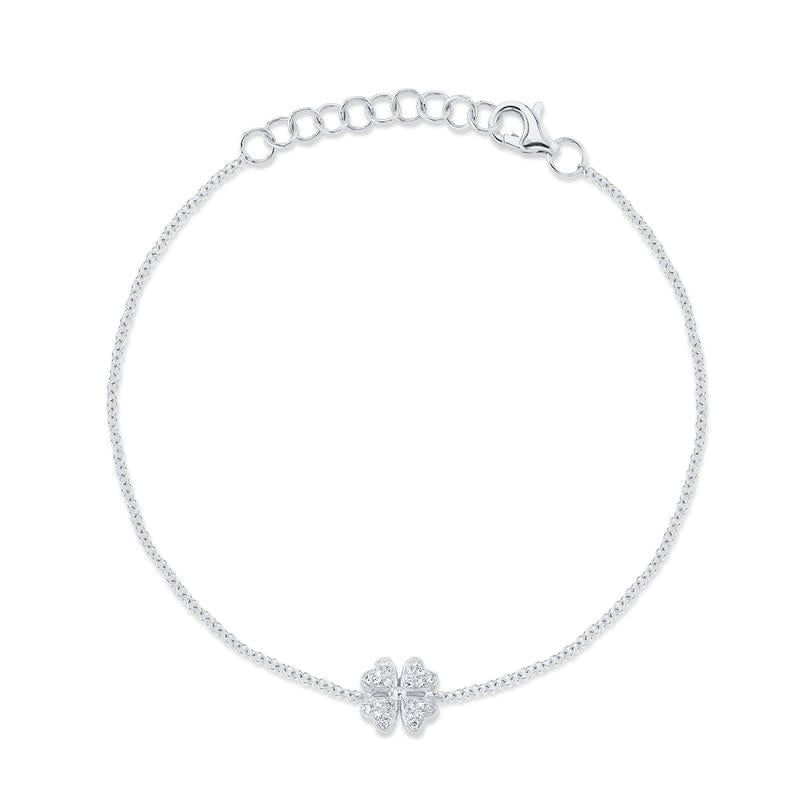 14K W/G Diamond Clover Bracelet, D: 0.05ct
