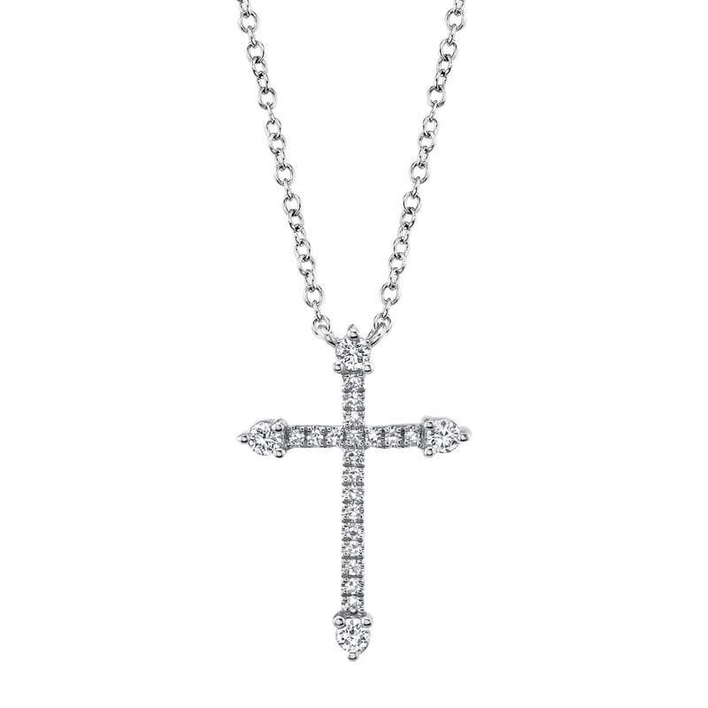 14K W/G Diamond Cross, D: 0.17ct