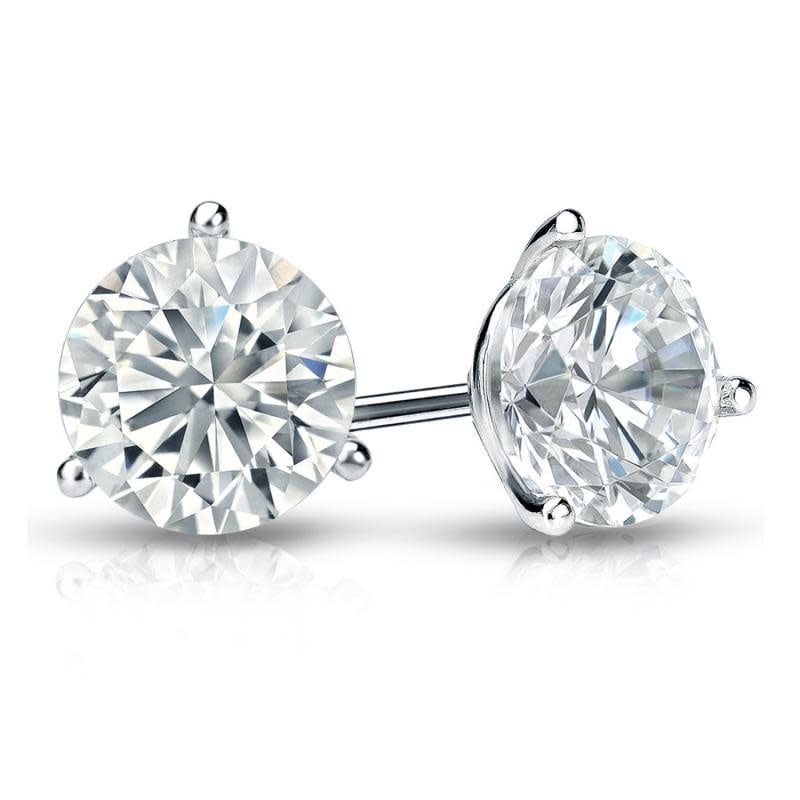 18K W/G Diamond Stud Earrings, D: 1.02ct- SCREW BACK