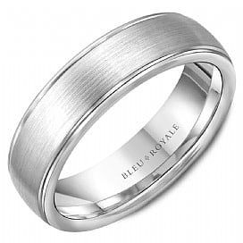 AL- 14K W/G 6.5mm Band- Sandpaper Top &amp; High Polish Edges