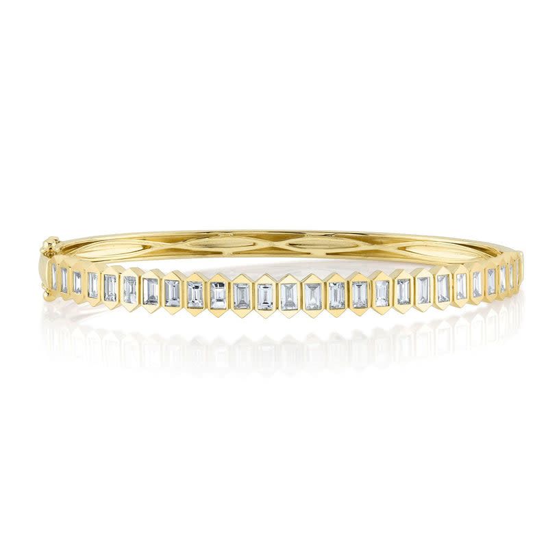 14K Y/G Diamond Baguette Bangle Bracelet, D: 1.70ct