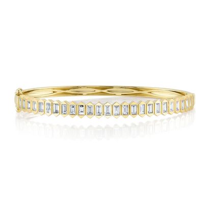 14K Y/G Diamond Baguette Bangle Bracelet, D: 1.70ct