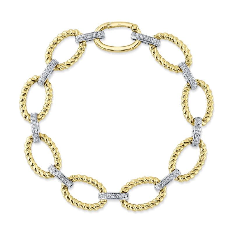 14K Y/G Rope and Diamond Link Bracelet, D: 0.65ct