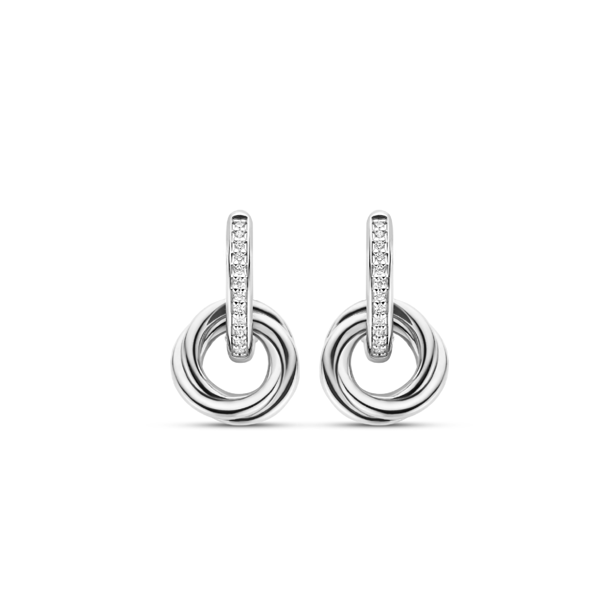 7857ZI- Hoop with Silver Twisted Dangle Earrings