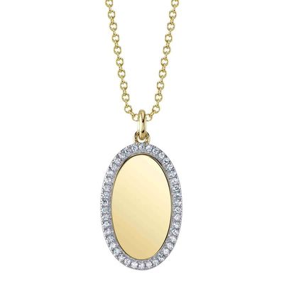 14K Y/G Diamond Signet Necklace, D: 0.11ct