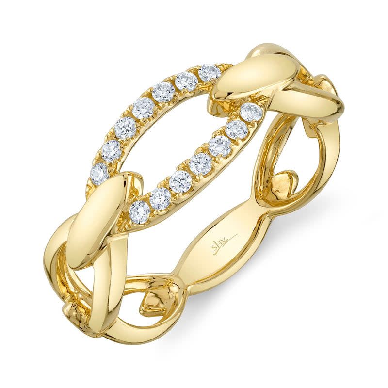 14K Y/G Open link Diamond Ring, D: 0.17ct