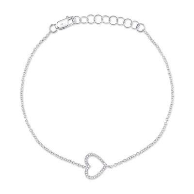 14K W/G Sideways Diamond Heart Cutout Bracelet