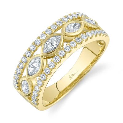 14K Y/G Diamond Marquise Bezel Ring, D: 1.02ct
