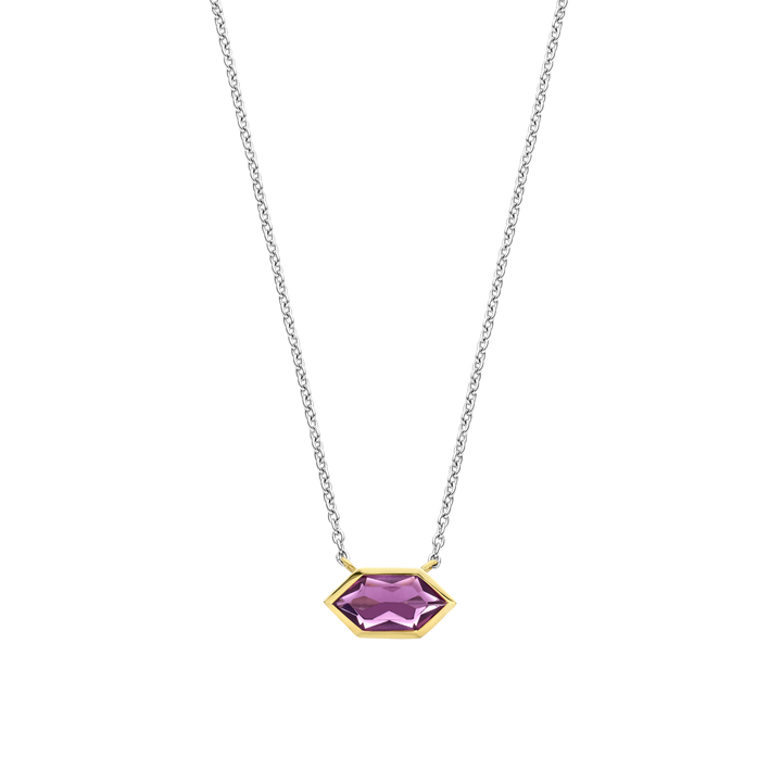 34041PU/42-  Geometric Purple Necklace