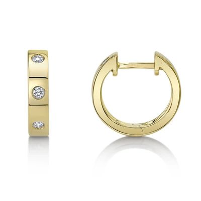 14K Y/G Diamond Inlay Huggies